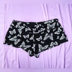 XXL black & white butterfly booty shorts